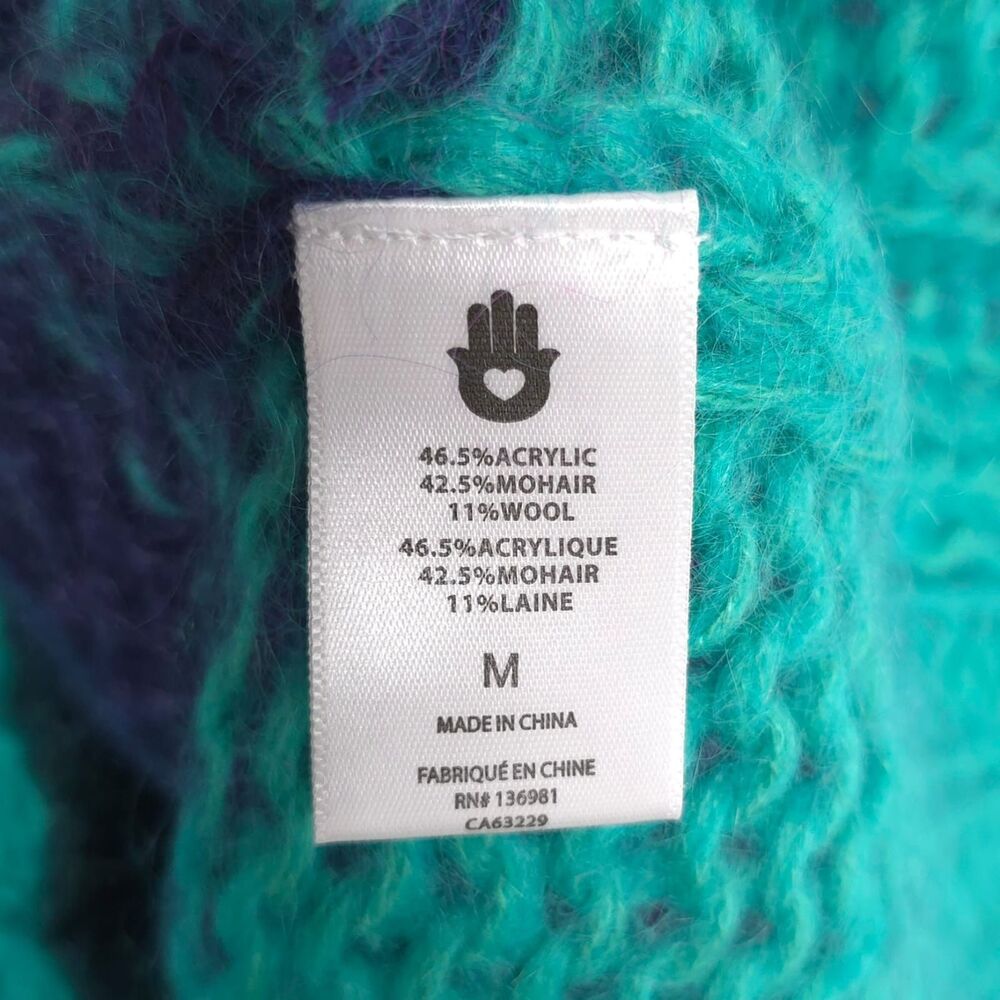 SPIRITUAL GANGSTER New Royce Stripe Cardigan MEDIUM Mohair Wool Blend Colorblock - Picture 8 of 9